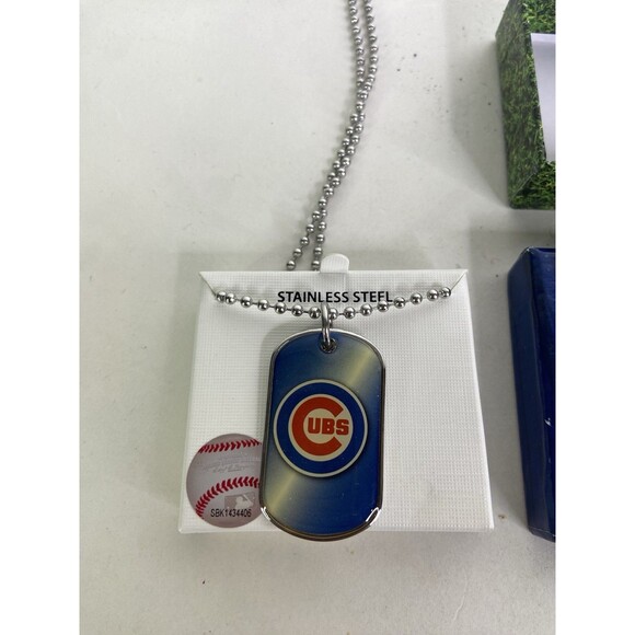 Chicago Cubs Dog Tag Necklace Stainless Steel MLB Licensed with Gift Box - Picture 1 of 5